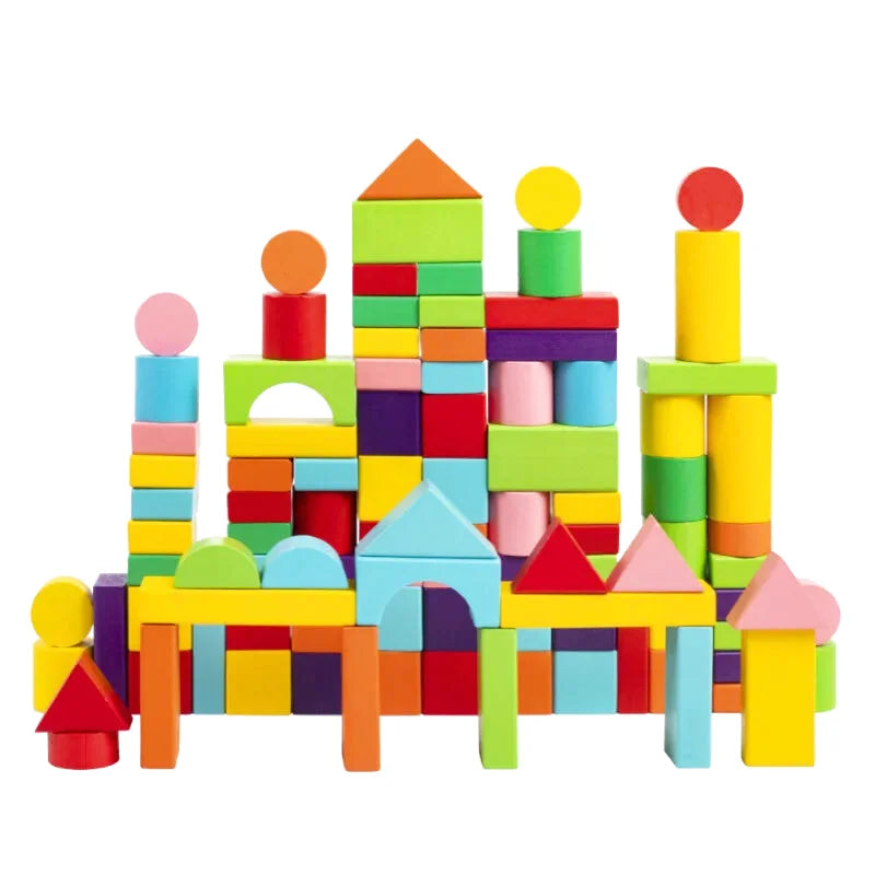 Set de Blocs de Construction en Bois Colorés - Les Petits Bois