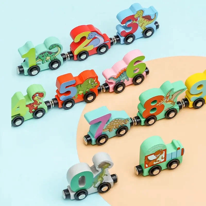 Train éducatif en bois numéroté avec dinosaures - Les Petits Bois
