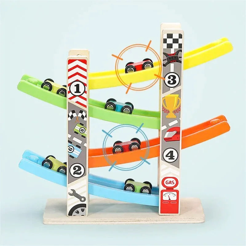 Circuit de Voitures en Bois avec Rampes - Les Petits Bois