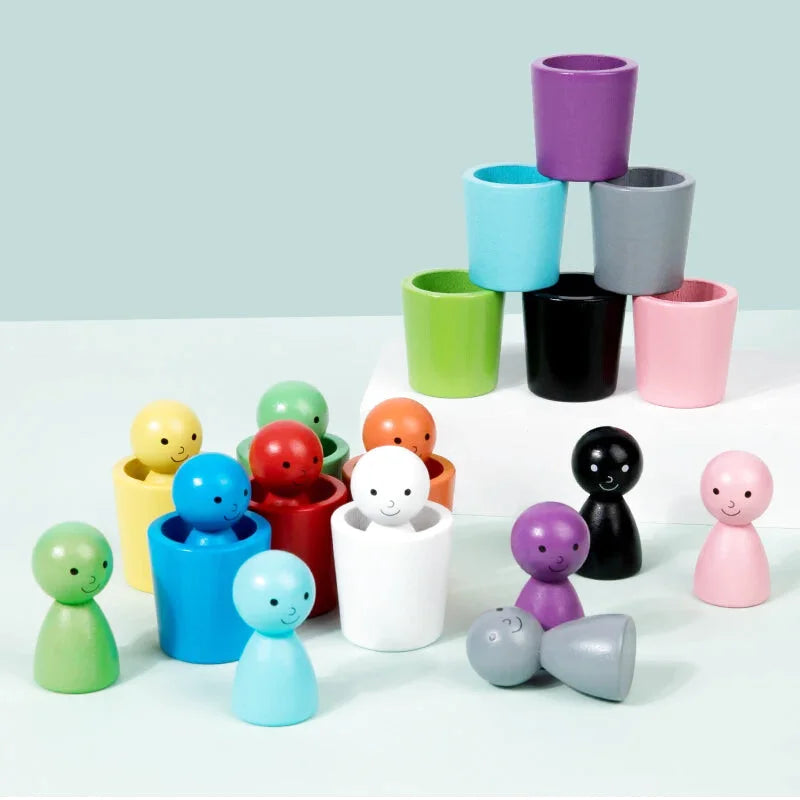 Gobelets de Tri de Couleurs en Bois - Les Petits Bois