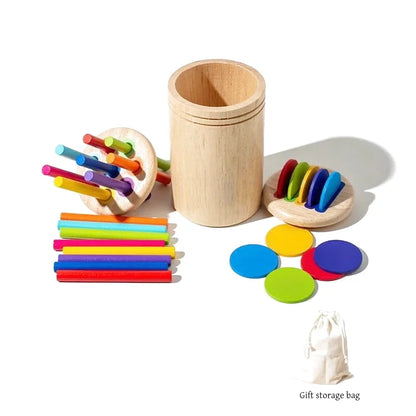 Jeu de Tri  en Bois avec Tiges et Cylindre - Les Petits Bois