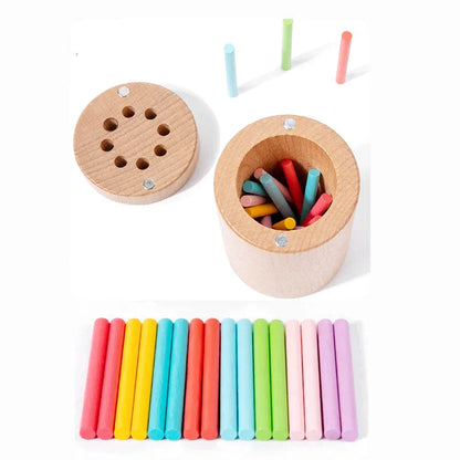 Jeu de Tri  en Bois avec Tiges et Cylindre - Les Petits Bois