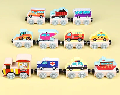 Jouet de train en bois avec motifs fruit et animaux - Les Petits Bois