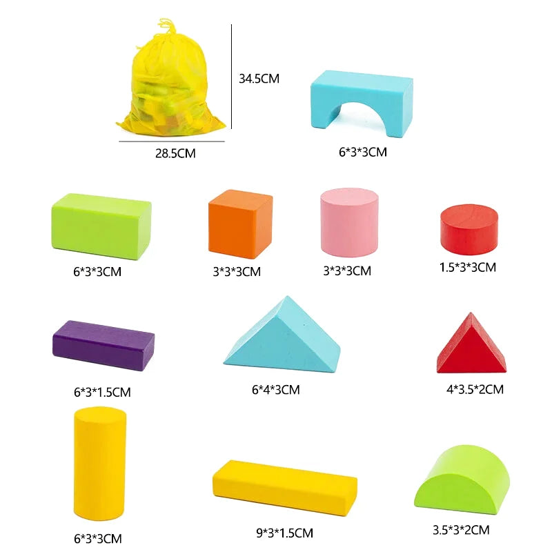 Set de Blocs de Construction en Bois Colorés - Les Petits Bois