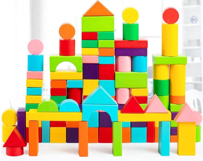 Set de Blocs de Construction en Bois Colorés - Les Petits Bois