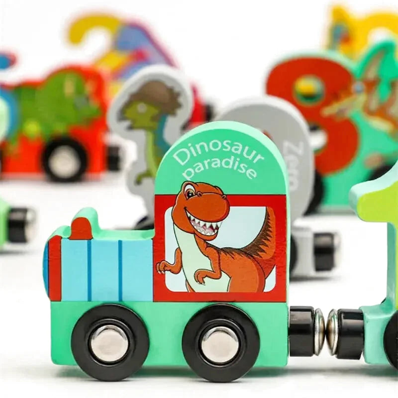 Train éducatif en bois numéroté avec dinosaures - Les Petits Bois