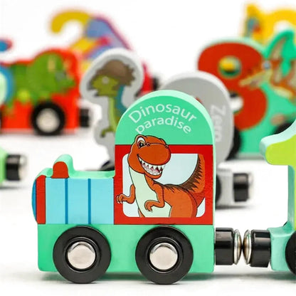 Train éducatif en bois numéroté avec dinosaures - Les Petits Bois